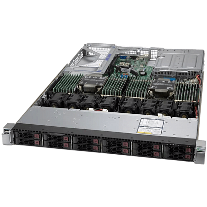 Сервер Supermicro SYS-120U-TNR CSE-119UH3TS noCPU X12DPU-6 32хDDR4 softRaid IPMI 2х1200W PSU Ethernet 1х1Gb/s 12х2,5" SP3