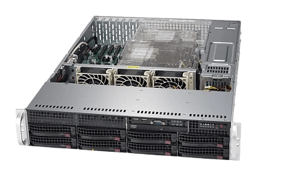 Сервер Supermicro SYS-6029P-TRT CSE-825TQC noCPU X11DPi-NT 16хDDR4 softRaid IPMI 2х1000W PSU Ethernet 2х10Gb/s 8х3,5" BPN SAS3-825TQ FCLGA3647